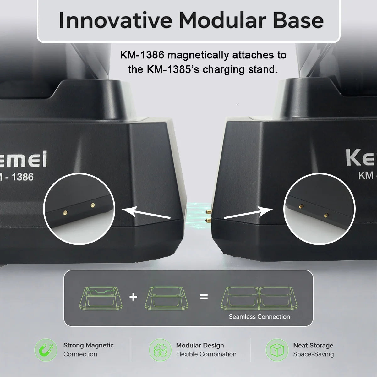 Kemei KM-1385 Professional Hair Cutter for Men T-Blade 7500RPM 5W DC Motor with Dock LED Display Hair Clipper Hair Trimmer