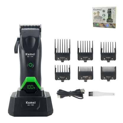 Kemei KM-1385 Professional Hair Cutter for Men T-Blade 7500RPM 5W DC Motor with Dock LED Display Hair Clipper Hair Trimmer