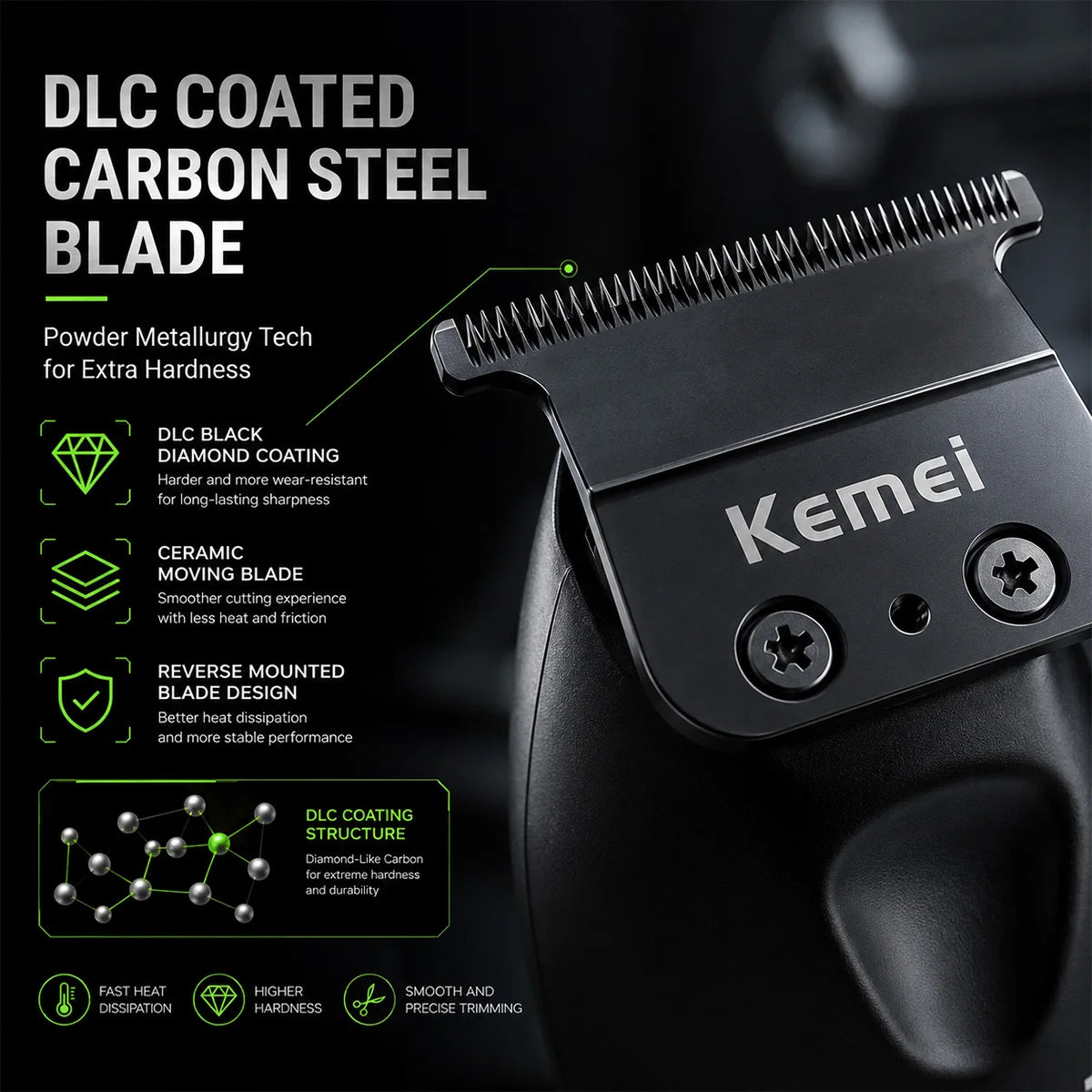 Kemei KM-1385 Professional Hair Cutter for Men T-Blade 7500RPM 5W DC Motor with Dock LED Display Hair Clipper Hair Trimmer
