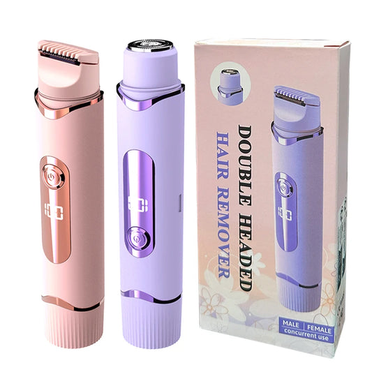 Dual-purpose Female Hair Trimmer 2-IN-1 Electric Shaver &  Hair Clipper For Women Facial Leg Bikini Body Painless Hair Remover