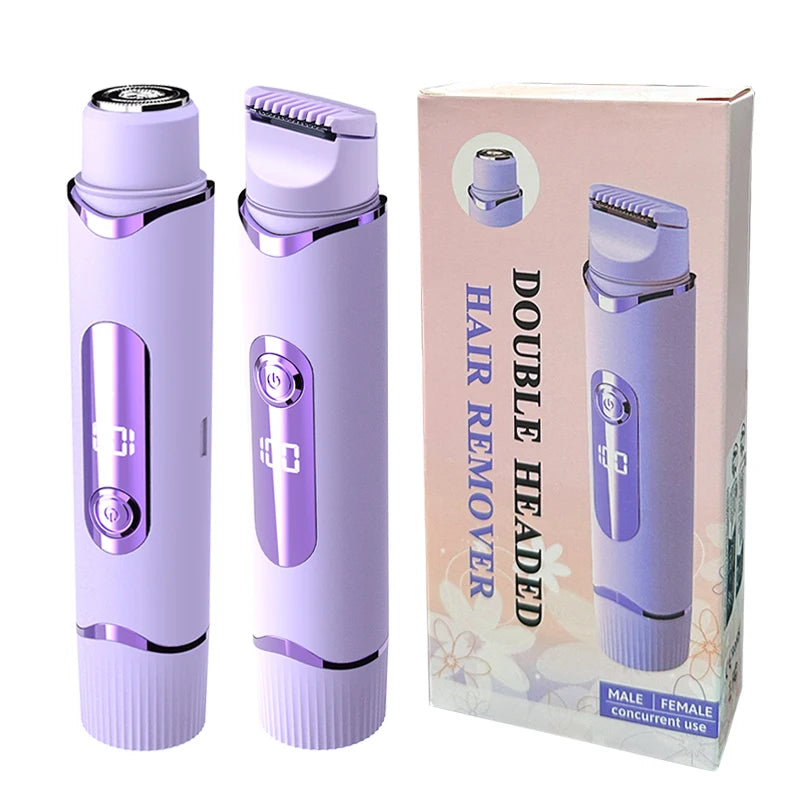 Dual-purpose Female Hair Trimmer 2-IN-1 Electric Shaver &  Hair Clipper For Women Facial Leg Bikini Body Painless Hair Remover