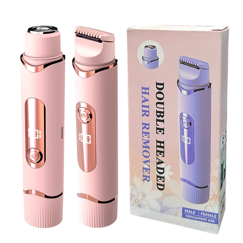 Dual-purpose Female Hair Trimmer 2-IN-1 Electric Shaver &  Hair Clipper For Women Facial Leg Bikini Body Painless Hair Remover