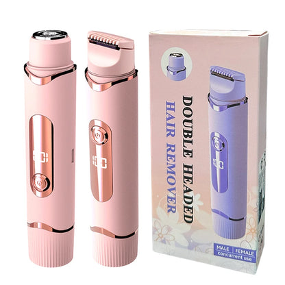 Dual-purpose Female Hair Trimmer 2-IN-1 Electric Shaver &  Hair Clipper For Women Facial Leg Bikini Body Painless Hair Remover